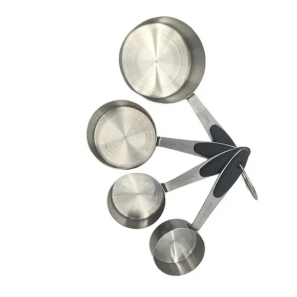 Mainstays 4-Piece Stainless Steel Measuring Cups Easy Grip Handles Silver - Picture 2 of 8